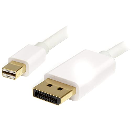 StarTech.com Cable de 2m Mini DisplayPort a DisplayPort 1.2 - Cable Adaptador Mini DisplayPort a DisplayPort 4K x 2K UHD - Cable para Monitor Mini DP a DP - Blanco (MDP2DPMM2MW)