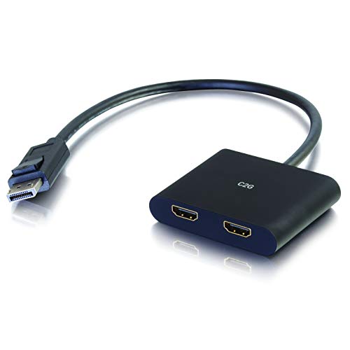C2G DisplayPort 1.2 a Dual HDMI 4K Dual Monitor MST Hub, DP Multi-Stream Transport (MST) múltiple Monitor Splitter, Negro