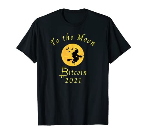 Bitcoin Bruja a la Luna Halloween 2021 Crypto comercio riqueza Camiseta