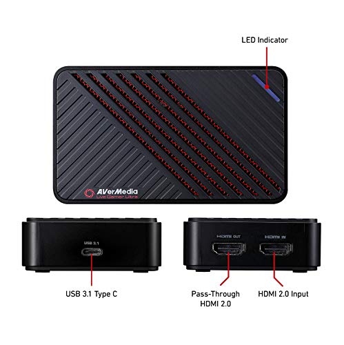 AVerMedia Live Gamer ULTRA GC553, 4KP60 HDR Pass-Through, USB 3.1, Capturadora de víeo, Ultra baja latencia, Plug and Play, 4K, compatible con Youtuber, Streamer, Switch, PS4
