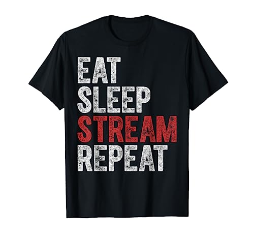 Divertido Video Gamer Regalo Comer Dormir Stream Repeat Camiseta