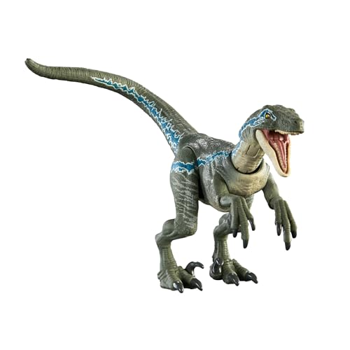 Jurassic World Velociraptor Blue Colección Hammond Figura de acción dinosaurio coleccionable articulado, juguete +8 años (Mattel HTV62)