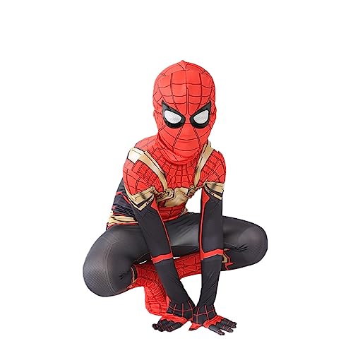 Disfraz de Fiesta cosplay superhéroe No Way Home Spider Costume Rojo para niños, disfraces Disguise juego de rol Action Jumpsuit Carnaval Party Fancy costume 110-120