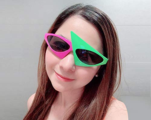 SCSpecial Novedad gafas de sol de fiesta 80s gafas asimétricas de color rosa y gafas de neón verdes para la fiesta de Halloween de hip hop dance